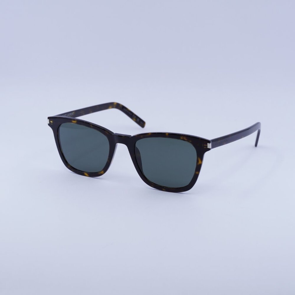 Saint Laurent SL716 SLIM 002 Sunglasses Havana Square Frame, Grey Lenses